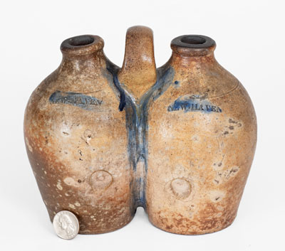 Scarce NEW-HAVEN, Connecticut (Absalom Stedman or Stedman & Seymour) Stoneware Gemel
