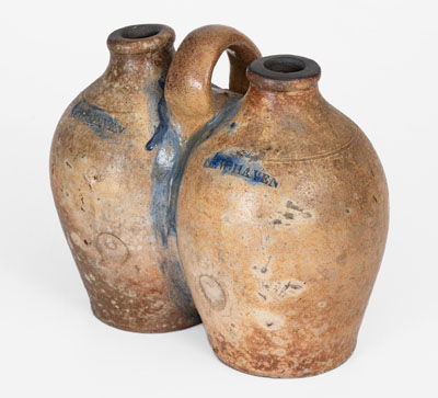 Scarce NEW-HAVEN, Connecticut (Absalom Stedman or Stedman & Seymour) Stoneware Gemel