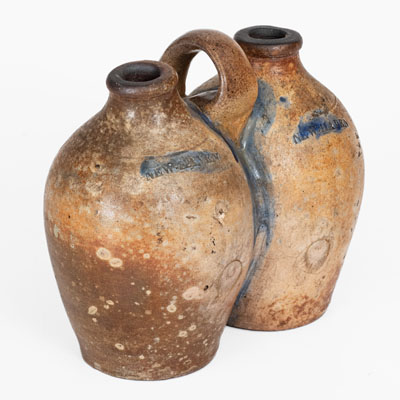 Scarce NEW-HAVEN, Connecticut (Absalom Stedman or Stedman & Seymour) Stoneware Gemel