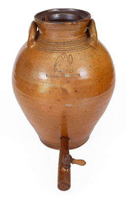 Extremely Rare CHARLESTOWN, Mass. Stoneware Water Cooler w/ Impressed Eagle Decoration