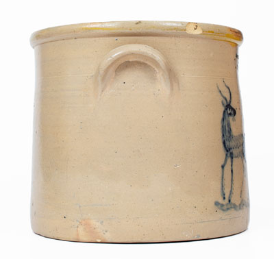 Exceptional 4 Gal. W. A. MACQUOID (New York City) Stoneware Crock w/ Elaborate Goats Decoration