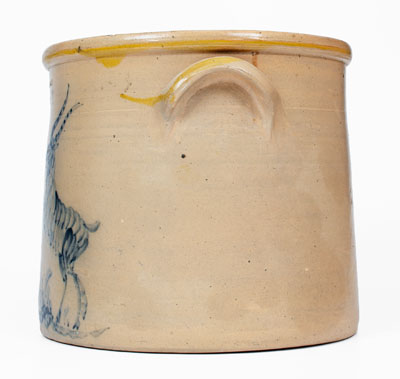 Exceptional 4 Gal. W. A. MACQUOID (New York City) Stoneware Crock w/ Elaborate Goats Decoration