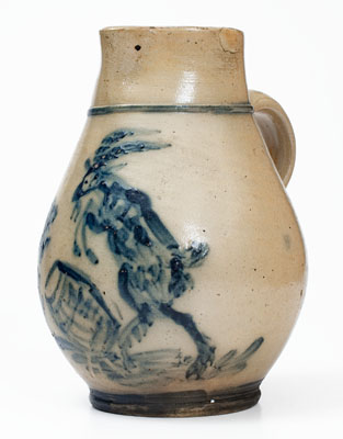 Outstanding Stoneware Pitcher w/ Elaborate Goat and Barrel Decoration attrib. MacQuoid, New York City