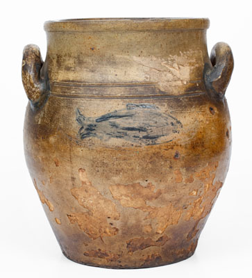 Boston, MA Stoneware Jar w/ Fish Decoration, Jonathan Fenton, late 18th century