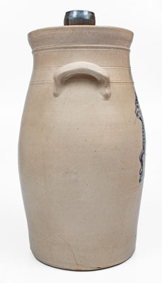 Outstanding J. BURGER JR. / ROCHESTER Stoneware Churn w/ Elaborate Cat Decoration