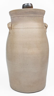 Outstanding J. BURGER JR. / ROCHESTER Stoneware Churn w/ Elaborate Cat Decoration