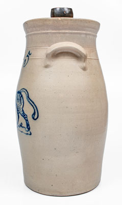 Outstanding J. BURGER JR. / ROCHESTER Stoneware Churn w/ Elaborate Cat Decoration