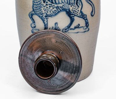 Outstanding J. BURGER JR. / ROCHESTER Stoneware Churn w/ Elaborate Cat Decoration