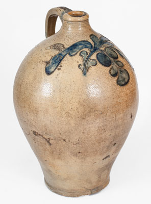 Manhattan Stoneware Jug w/ Incised Floral Decoration, possibly David Morgan, c1800