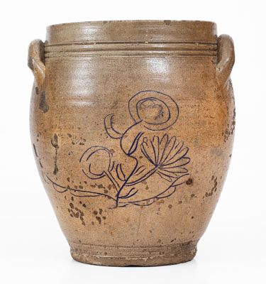 Unusual Northeastern Stoneware Jar w/ Elaborate Manhattan-Inspired Incised Decoration