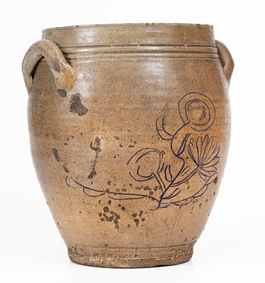 Unusual Northeastern Stoneware Jar w/ Elaborate Manhattan-Inspired Incised Decoration