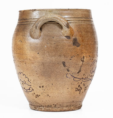 Unusual Northeastern Stoneware Jar w/ Elaborate Manhattan-Inspired Incised Decoration