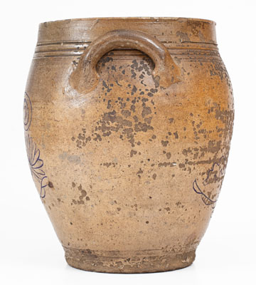 Unusual Northeastern Stoneware Jar w/ Elaborate Manhattan-Inspired Incised Decoration