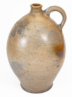 Very Rare Stoneware Jug w/ Incised Bird-and-Floral Decoration, Branch Green, Philadelphia