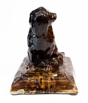 Rare Stoneware Spaniel on Base, Jane Lew or Bridgeport, WV, circa 1885