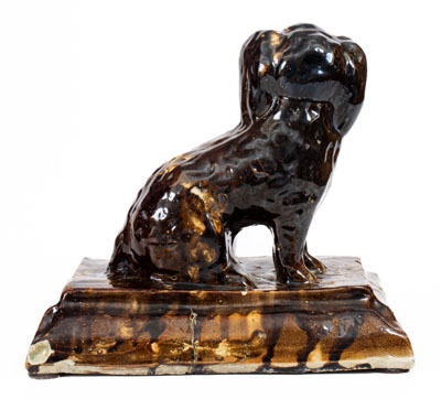 Rare Stoneware Spaniel on Base, Jane Lew or Bridgeport, WV, circa 1885