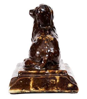 Rare Stoneware Spaniel on Base, Jane Lew or Bridgeport, WV, circa 1885