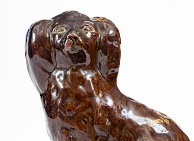Rare Stoneware Spaniel on Base, Jane Lew or Bridgeport, WV, circa 1885