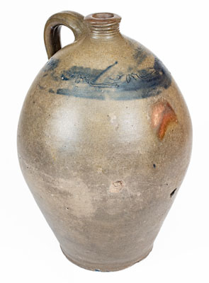 Attrib. Branch Green, Philadelphia Stoneware WINE Jug w/ Coggled Bird Decoration