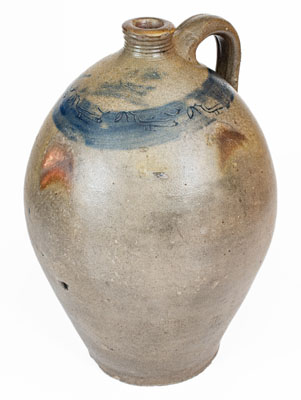 Attrib. Branch Green, Philadelphia Stoneware WINE Jug w/ Coggled Bird Decoration