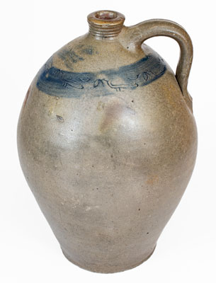 Attrib. Branch Green, Philadelphia Stoneware WINE Jug w/ Coggled Bird Decoration