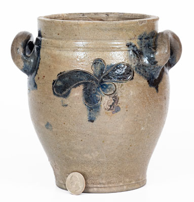 Small attrib. John Remmey III, Manhattan Stoneware Jar w/ Incised Decoration, early 19th century