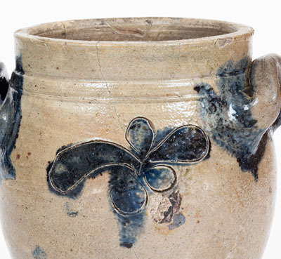 Small attrib. John Remmey III, Manhattan Stoneware Jar w/ Incised Decoration, early 19th century