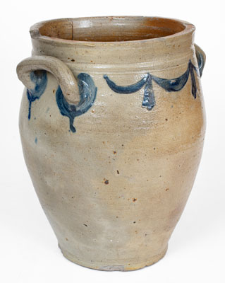 3 Gal. Manhattan Stoneware Jar w/ Incised Drape and Tassel Decoration, early 19th century