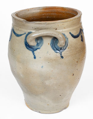 3 Gal. Manhattan Stoneware Jar w/ Incised Drape and Tassel Decoration, early 19th century