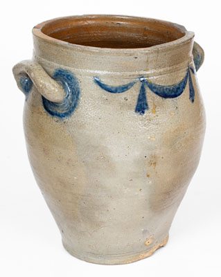 3 Gal. Manhattan Stoneware Jar w/ Incised Drape and Tassel Decoration, early 19th century