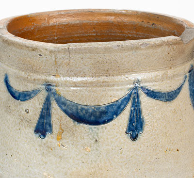 3 Gal. Manhattan Stoneware Jar w/ Incised Drape and Tassel Decoration, early 19th century