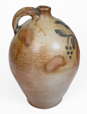 Fine 4 Gal. Ohio Stoneware Jug w/ Incised Floral and Berry Decoration
