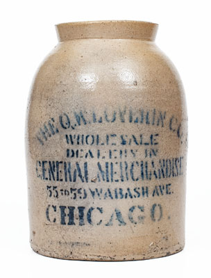 Unusual Chicago Stoneware Advertising Jar