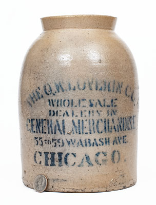 Unusual Chicago Stoneware Advertising Jar