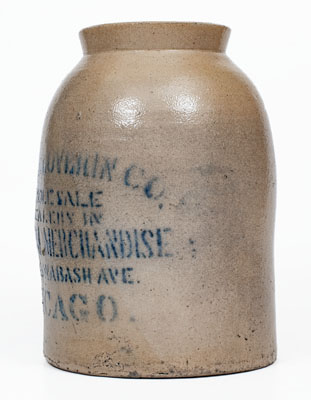 Unusual Chicago Stoneware Advertising Jar