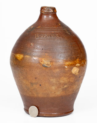 Small-Sized Iron-Decorated BOSTON Stoneware Jug, Frederick Carpenter, early 19th century