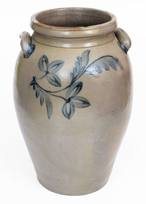 Scarce 4 Gal. Stoneware Jar w/ Floral Decoration attrib. J. D. Heatwole, Rockingham County, VA