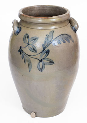 Scarce 4 Gal. Stoneware Jar w/ Floral Decoration attrib. J. D. Heatwole, Rockingham County, VA