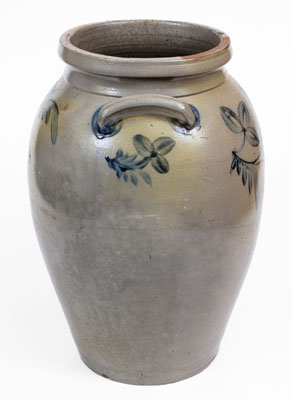 Scarce 4 Gal. Stoneware Jar w/ Floral Decoration attrib. J. D. Heatwole, Rockingham County, VA