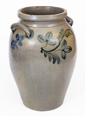 Scarce 4 Gal. Stoneware Jar w/ Floral Decoration attrib. J. D. Heatwole, Rockingham County, VA
