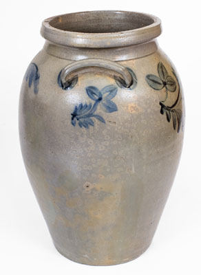 Scarce 4 Gal. Stoneware Jar w/ Floral Decoration attrib. J. D. Heatwole, Rockingham County, VA