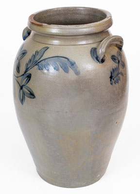 Scarce 4 Gal. Stoneware Jar w/ Floral Decoration attrib. J. D. Heatwole, Rockingham County, VA