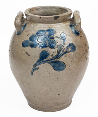 2 Gal. Manhattan Stoneware Jar w/ Incised Floral Decoration, circa 1800
