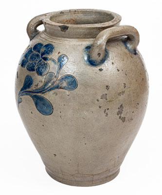 2 Gal. Manhattan Stoneware Jar w/ Incised Floral Decoration, circa 1800