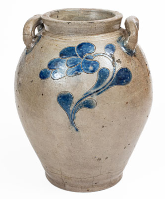 2 Gal. Manhattan Stoneware Jar w/ Incised Floral Decoration, circa 1800
