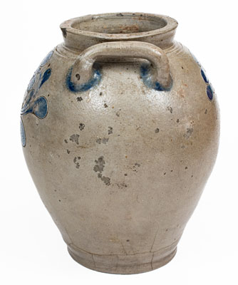2 Gal. Manhattan Stoneware Jar w/ Incised Floral Decoration, circa 1800