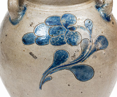 2 Gal. Manhattan Stoneware Jar w/ Incised Floral Decoration, circa 1800