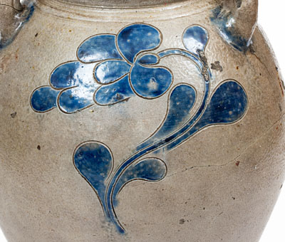 2 Gal. Manhattan Stoneware Jar w/ Incised Floral Decoration, circa 1800