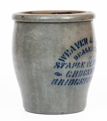 Small-Sized BRIDGEPORT, PA Stoneware Advertising Jar