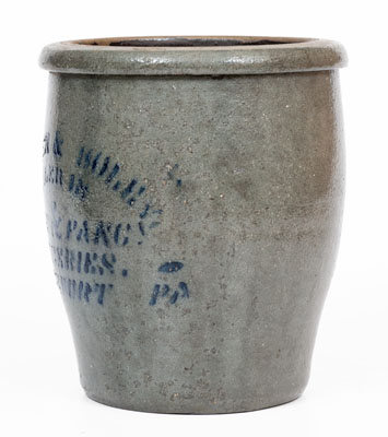 Small-Sized BRIDGEPORT, PA Stoneware Advertising Jar